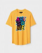 Yellow Unisex Cotton Regular Fit Printed Round Neck T-Shirt