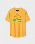 Yellow Unisex DOT KNIT Regular Fit Printed Round Neck T-Shirt