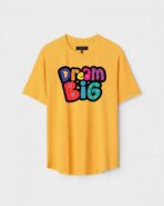Yellow Unisex DOT KNIT Regular Fit Printed Round Neck T-Shirt