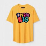 Yellow Unisex DOT KNIT Regular Fit Printed Round Neck T-Shirt