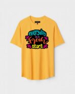 Yellow Unisex Polyster Regular Fit Printed Round Neck T-Shirt