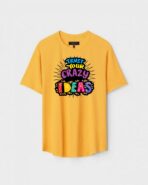 Yellow Unisex DOT KNIT Regular Fit Printed Round Neck T-Shirt