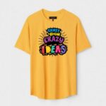 Yellow Unisex DOT KNIT Regular Fit Printed Round Neck T-Shirt