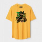 Yellow Unisex DOT KNIT Regular Fit Printed Round Neck T-Shirt