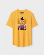 Yellow Unisex DOT KNIT Regular Fit Printed Round Neck T-Shirt