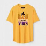 Yellow Unisex DOT KNIT Regular Fit Printed Round Neck T-Shirt