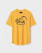 Yellow Unisex Cotton Regular Fit Printed Round Neck T-Shirt