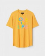Yellow Unisex DOT KNIT Regular Fit Printed Round Neck T-Shirt