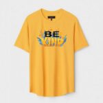 Yellow Unisex DOT KNIT Regular Fit Printed Round Neck T-Shirt