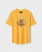 Yellow Unisex DOT KNIT Regular Fit Printed Round Neck T-Shirt