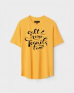 Yellow Unisex Cotton Regular Fit Printed Round Neck T-Shirt