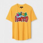 Yellow Unisex Cotton Regular Fit Printed Round Neck T-Shirt