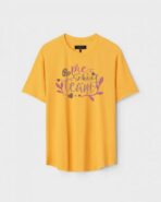Yellow Unisex Cotton Regular Fit Printed Round Neck T-Shirt