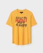 Yellow Unisex Cotton Regular Fit Printed Round Neck T-Shirt