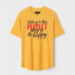 Yellow Unisex Cotton Regular Fit Printed Round Neck T-Shirt