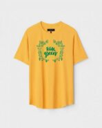 Yellow Unisex Cotton Regular Fit Printed Round Neck T-Shirt