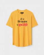 Yellow Unisex Cotton Regular Fit Printed Round Neck T-Shirt