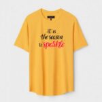 Yellow Unisex Cotton Regular Fit Printed Round Neck T-Shirt