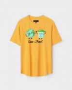 Yellow Unisex Cotton Regular Fit Printed Round Neck T-Shirt