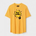 Yellow Unisex Cotton Regular Fit Printed Round Neck T-Shirt