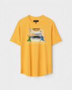 Yellow Unisex Cotton Regular Fit Printed Round Neck T-Shirt