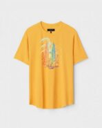 Yellow Unisex Cotton Regular Fit Printed Round Neck T-Shirt