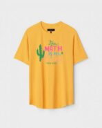 Yellow Unisex Cotton Regular Fit Printed Round Neck T-Shirt