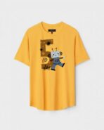Yellow Unisex Cotton Regular Fit Printed Round Neck T-Shirt