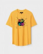 Yellow Unisex Cotton Regular Fit Printed Round Neck T-Shirt