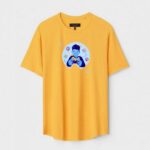 Yellow Unisex DOT KNIT Regular Fit Printed Round Neck T-Shirt