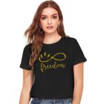 Cotton Regular Fit Printed Round Neck T-Shirt For Women