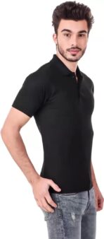 One-H Men's Polo Neck Short Sleeve Casual Tshirt Combo of Black, Orange, Yellow colors (Pack of 3) - Image 4
