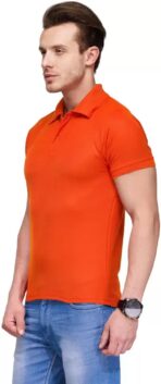 One-H Men's Polo Neck Short Sleeve Casual Tshirt Orange color (Pack of 1) - Image 4