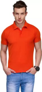 One-H Men's Polo Neck Short Sleeve Casual Tshirt Orange color (Pack of 1)