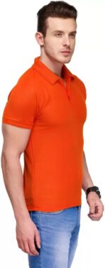 One-H Men's Polo Neck Half Sleeve Casual Tshirt Combo of Red, Black, Orange colors (Pack of 3) - Image 3