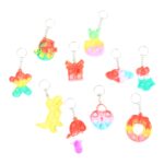 Compact Silicone Pop it Keychain Toy Birthday Return Gift of Child Portable Bubble Popping Fun Stress Relief Fidget Toy (mix design 1 Pc)