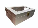 Luxury Storage Box with Glass Lid, Decorative Organiser Box for Jewellery and Accessories, Available in Red, Black, White (White) - Image 4