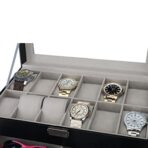 Presents Luxury Watch Box for Men & Women ?Lockable Leather Watch Organizer with Glass Lid, Soft Velvet Cushions, Premium Display & Storage Case for Watches -12 Slot Box (Black) - Image 7