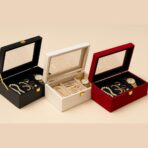 Luxury Storage Box with Glass Lid, Decorative Organiser Box for Jewellery and Accessories, Available in Red, Black, White (Black) - Image 6