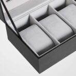 Presents Luxury Watch Box for Men & Women ?Lockable Leather Watch Organizer with Glass Lid, Soft Velvet Cushions, Premium Display & Storage Case for Watches -6 Slot Box (Black) - Image 7